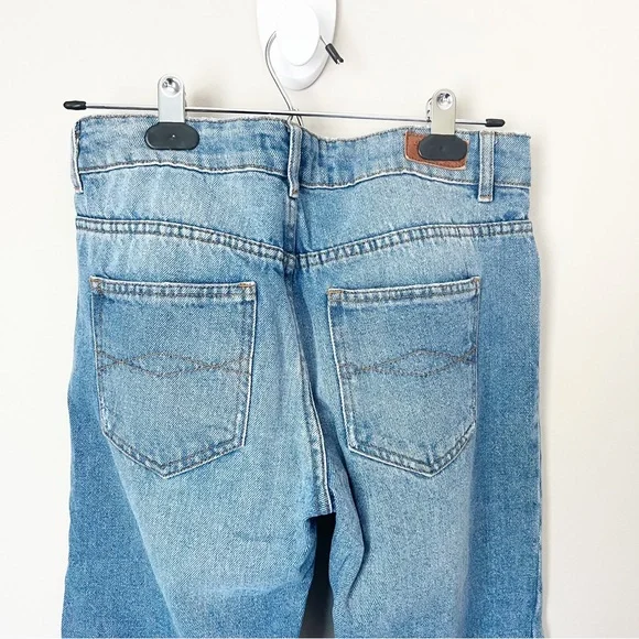 Zara Denim Frill Ruffle Cuff Raw Hem Cropped Jeans Light Wash 2 - Picture 10 of 13